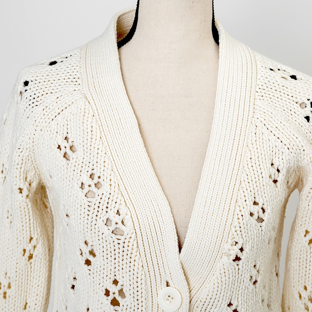 Vintage chunky sweater cardigan cream Route 66 S - Picture 13 of 13